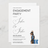 犬とのミニマリズムイラストレーション婚約 招待状 (正面/裏面)