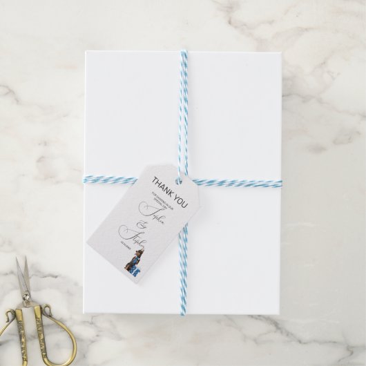 犬とのミニマリズムイラストレーション ギフトタグ (より糸付き)