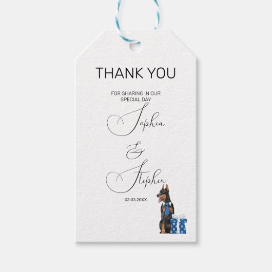 犬とのミニマリズムイラストレーション ギフトタグ (正面)