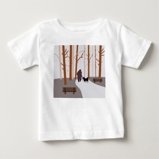 犬との散歩 ベビーTシャツ (正面)