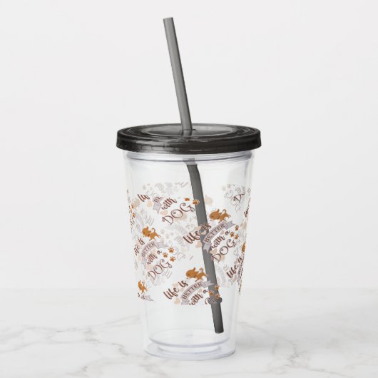 犬との生活が良い引用文おもしろいchihuahua アクリルタンブラー (左)