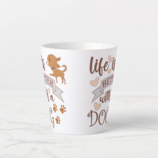 犬との生活が良い引用文おもしろいchihuahua カフェラテマグ (正面)