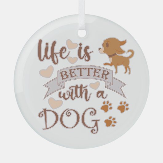 犬との生活が良い引用文おもしろいchihuahua ガラスオーナメント (正面)