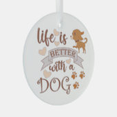 犬との生活が良い引用文おもしろいchihuahua ガラスオーナメント (正面右)