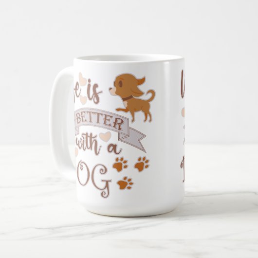 犬との生活が良い引用文おもしろいchihuahua コーヒーマグカップ (正面左)