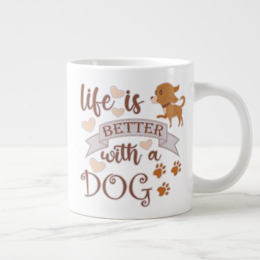 犬との生活が良い引用文おもしろいchihuahua ジャンボコーヒーマグカップ (右)