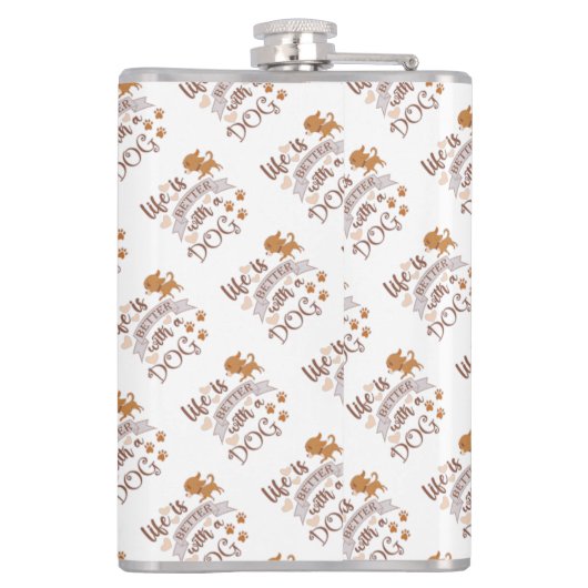 犬との生活が良い引用文おもしろいchihuahua フラスク (裏面)