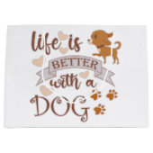 犬との生活が良い引用文おもしろいchihuahua ラージペーパーバッグ (正面)