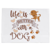 犬との生活が良い引用文おもしろいchihuahua ラージペーパーバッグ (裏面)