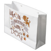 犬との生活が良い引用文おもしろいchihuahua ラージペーパーバッグ (正面アングル)