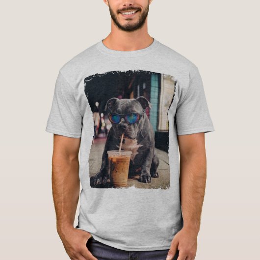 犬とアイスコーヒー Tシャツ (正面)