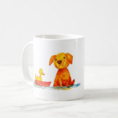 犬とアヒルのキャラクターイラスト コーヒーマグカップ (正面左)
