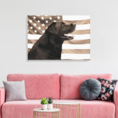 犬とアメリカ国旗 キャンバスプリント (インサイチュ (リビング))