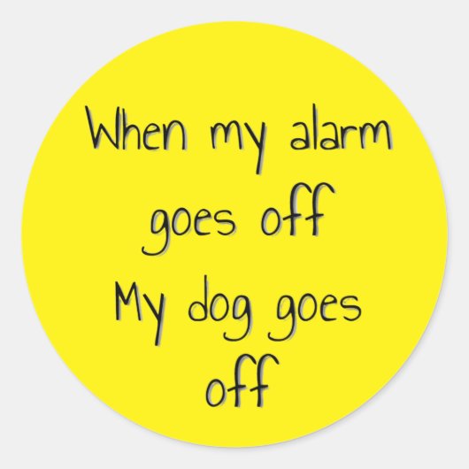 犬とアラームのステッカー ラウンドシール (正面)