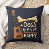 犬とウクレレが私を幸せなノベルティ クッション (ブランケット)