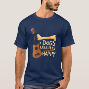 犬とウクレレが私を幸せなノベルティ Tシャツ