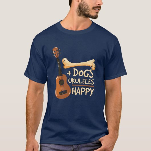 犬とウクレレが私を幸せなノベルティ Tシャツ (正面)