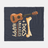 犬とウクレレが私を幸せな引っ越し祝いパーティー フリースブランケット (正面(横))