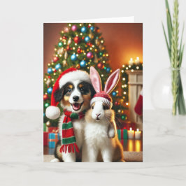 犬とウサギのクリスマスカード シーズンカード