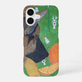犬とオレンジのスマホケース iPhone 16ケース