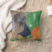犬とオレンジの枕 クッション (ブランケット)