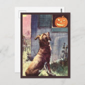 犬とカボチャ – ヴィンテージハロウィーン ポストカード (正面/裏面)