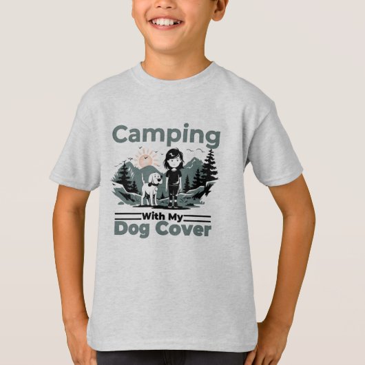 犬とキャンプキッズTシャツ Tシャツ (正面)
