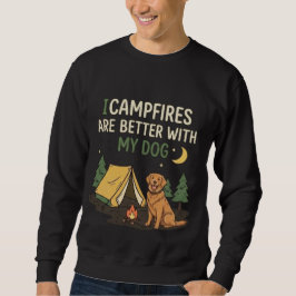 犬とキャンプファイヤーが最高 コメディーTシャツ スウェットシャツ