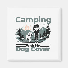 犬とキャンプ ヴィンテージポストカード マグネット