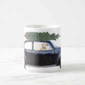 犬とクリスマスの車 コーヒーマグカップ (中央)