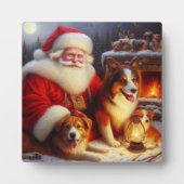 犬とクリスマスサンタクロース1 フォトプラーク (正面)