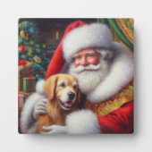 犬とクリスマスサンタクロース3 フォトプラーク (正面)