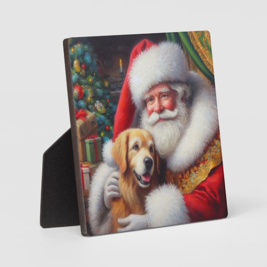 犬とクリスマスサンタクロース3 フォトプラーク (正面)