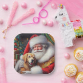 犬とクリスマスサンタクロース3 ペーパープレート (パーティー)