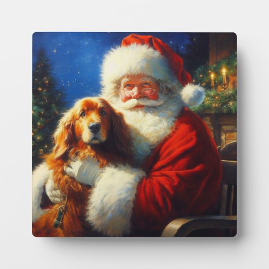 犬とクリスマスサンタクロース4 フォトプラーク (正面)