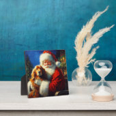 犬とクリスマスサンタクロース4 フォトプラーク (インサイチュ)