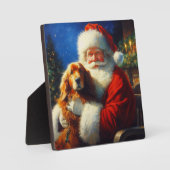 犬とクリスマスサンタクロース4 フォトプラーク (正面)