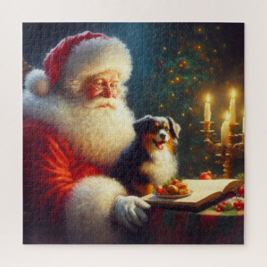 犬とクリスマスサンタクロース5 ジグソーパズル (縦)