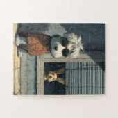 犬とクール奇妙なバニージグソーパズル ジグソーパズル (横)