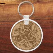 犬とケルトのパターン – 茶色 キーホルダー (正面)