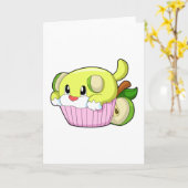 犬とケーキ カード (黄色い花)
