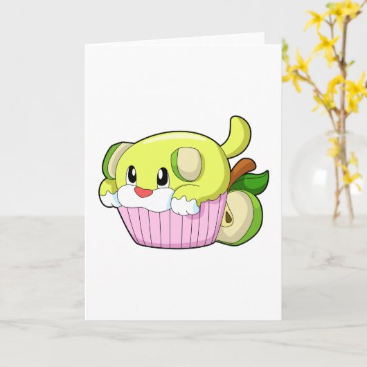 犬とケーキ カード (黄色い花)