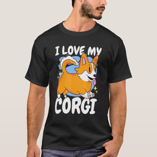 犬とコーギー愛してる Tシャツ (正面)