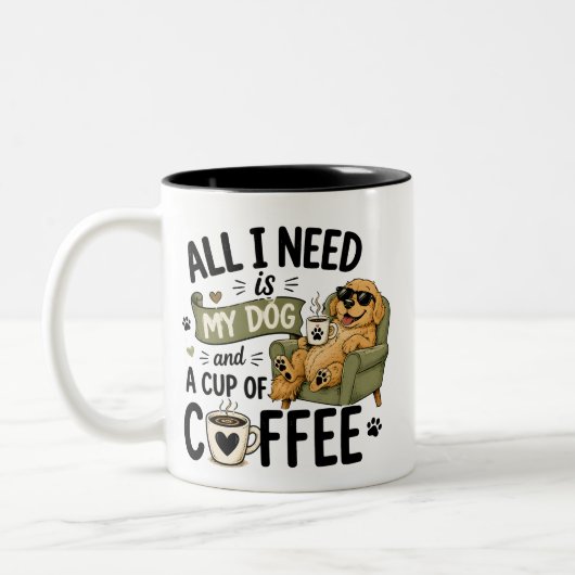 犬とコーヒーさえあればそれでいい ツートーンマグカップ (左)