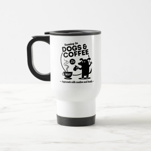 犬とコーヒーで走り回る トラベルマグ (左)