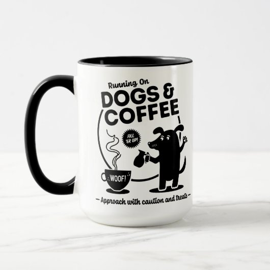 犬とコーヒーで走り回る 15ozコンボ マグカップ (左)