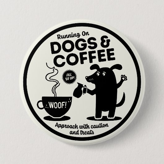 犬とコーヒーで走る 缶バッジ (正面)