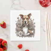 犬とコーヒーカップ スタンダードランチョンナプキン (インサイチュ)