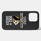 犬とサッカーのケースメイトiPhに容易に気を取られる Case-Mate iPhoneケース (裏面 (横))