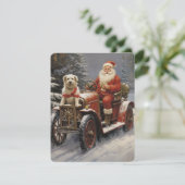 犬とサンタクロースと一緒に楽しむ素朴なクリスマス シーズンカード (スタンド正面)